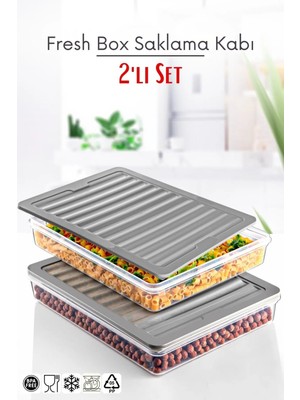 Open Home Concept 2 Li Set Freshbox Mikrodalga ve Difrize Uygun Saklama Kabı Gri