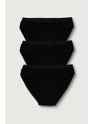 Kadın Siyah 3'lü Paket  Bikini Külot ELF568T0635CCM3
