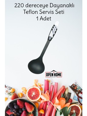 Open Home Concept 1 Adet Beyaz Yanmaz Yapışmaz Teflon Servis Seti 220 ° Dayanıklı Kepçe