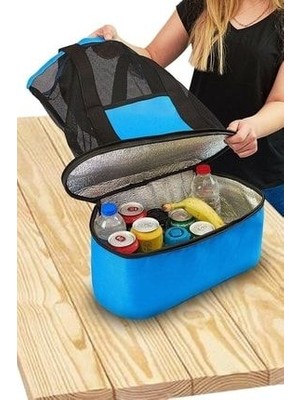 Soğutucu Bölmeli Plaj Seyahat Çantası Iki Bölmeli Termal Piknik Kamp Plaj Çantası (Mavi)