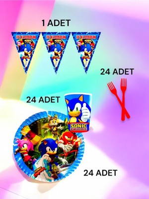 VibeHome 24 Kişilik Sonic Temalı S Paket - Doğum Günü Parti ve Eğlenceli Etkinlikler