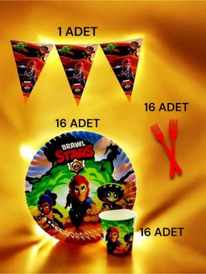 16 Kişilik Brawlstars Temalı S Paket - Doğum Günü Parti ve Eğlenceli Etkinlikler