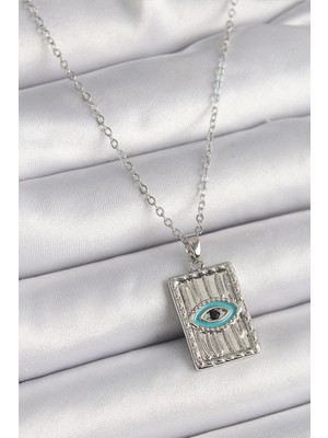 316L Çelik Gümüş Renk Zirkon Taşlı Göz Işleme Detaylı Plaka Model Kadın Küpe