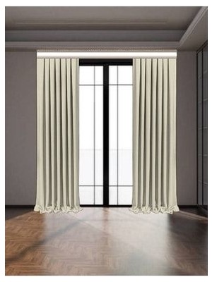 Krem Blackout Işık Geçirmez Fon Perde Pilesiz Ekstraforlu Karartma Güneşlik