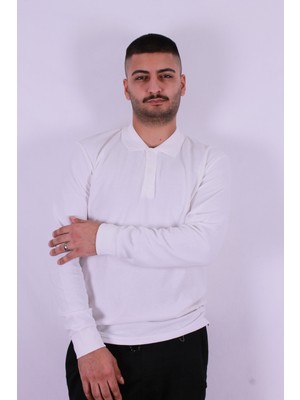 Trender Polo Yaka Ottoman Ekru Erkek Sweatshirt 5501