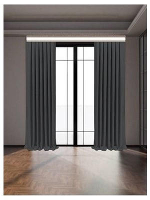 Antrasit Blackout Işık Geçirmez Fon Perde Pilesiz Ekstraforlu Karartma Güneşlik