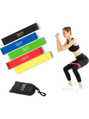 Gymo Çantalı Direnç Bandı Fitness Pilates Esnetme Lastiği 5'li Set