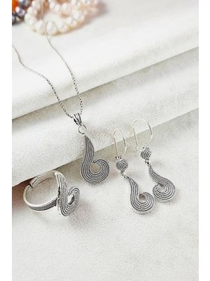 925 Ayar Gümüş Telkari Klasik Modeli Takım Ayarlanabilir Yüzük Ölçüsü