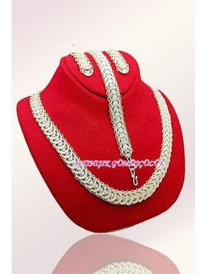 Balık Sırtı Modeli Telkari Takım Kolye Küpe Bileklik 925 Ayar Gümüş