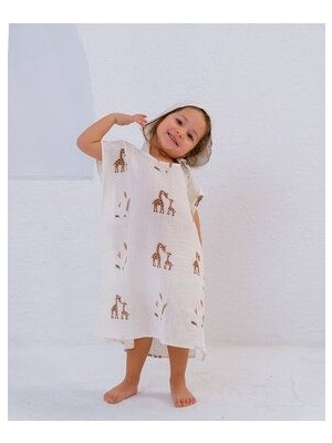 Müslin Cocuk Panco 100% Pamuk Zürafa Desenli Cift Kat Müslin