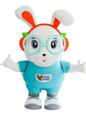 Sesli Işıklı Pilli 25 cm Dansçı Tavşan Robot - Dans Eden Dansçı Sevimli Tavşan