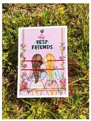 Best Friends Ikili Ip Bileklik Seti - Yakın Arkadaş Ikili Bileklik Incili ve Kalpli