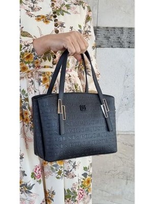 Kadın Gofraj Baskılı Fermuar Kapama Omuz ve El Çantası