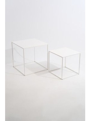 Metal 2'li Sehpa Beyaz