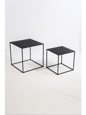 Metal 2'li Sehpa Siyah