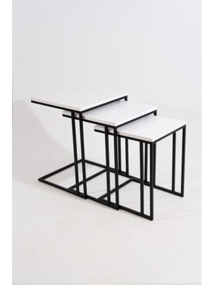 Beyaz 3'lü Zigon Sehpa