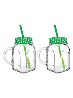 Pipetli Cam Bardak Kavanoz 450CC 80388 2 Adet