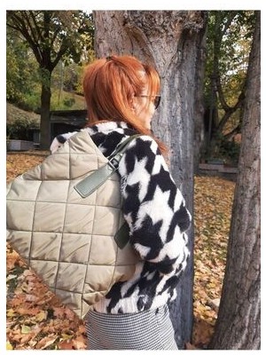 Vizon Rengi Kapitone Deri Detaylı El ve Kol Çantası