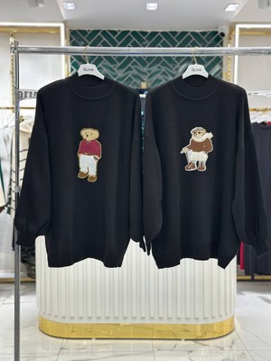 Giel Teddy Ayıcık Baskılı Triko Oversize Tunik