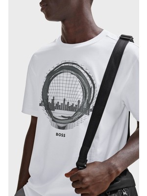 Boss Baskılı Streç Pamuklu Regular Fit Bisiklet Yaka T Shirt Erkek T Shirt 50506372 100