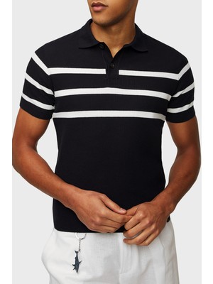 Paul & Shark Çizgili % 100 Pamuk Regular Fit Düğmeli Polo Yaka T Shirt Erkek Polo Yaka T Shirt 24411625 199