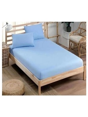 Uykulife Açık Mavi Çift Kişilik Lastikli Çarşaf Seti