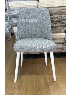 Streç Lastikli Düz Desen Büyük Oval Sandalye Kılıfı. Sandalye Örtüsü. 1 Adet. Gri Renk