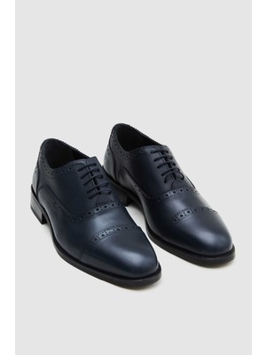 D'S Damat Lacivert Deri Ayakkabı Erkekler İçin Şık Tasarım ve Rahat Taban 3HF0920055901