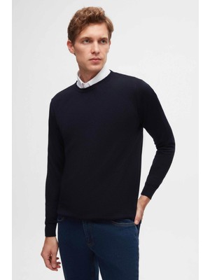 D'S Damat Ds Damat Regular Fit Lacivert Pirinç Örgü Yünlü Kazak 3HC0601960201