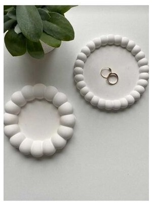 Dekoratif Bubble 2’li Dekoratif Beton Tabak Takı Tabağı Bardak Altlığı