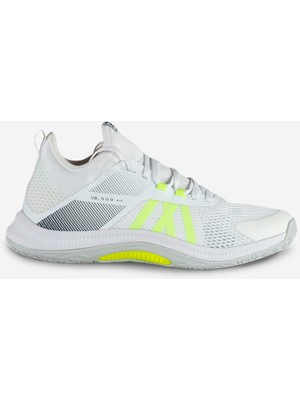 Decathlon Allsix Voleybol Ayakkabısı - Beyaz/Sarı - Erkek İçin Hafif ve Esnek Kauçuk Tabanlı Tasarım