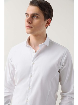 Twn Slim Fit Beyaz Düz Gömlek