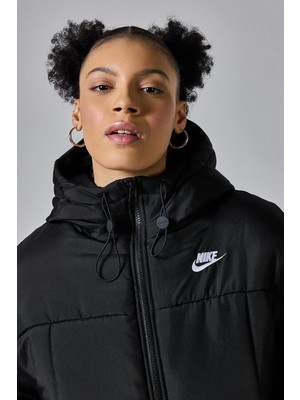 Nike Therma Fit Classic Buffer Bol Kesim Kapüşonlu Kadın Şişme Mont Siyah