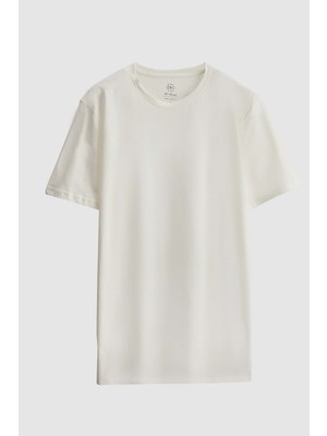 D'S Damat Regular Fit Beyaz Düz T-Shirt