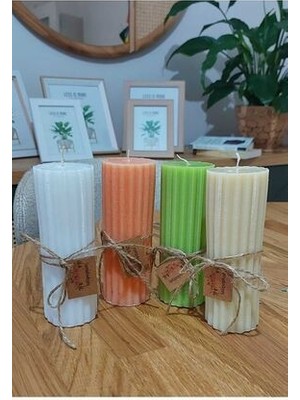 Oluklu Silindir Mum 1 Adet Esanslı 13 x 4  cm , Mum, Ev Dekor, Hediyelik