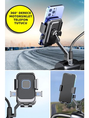 360 Derece Dönebilen Dikiz Aynası Versiyonu Telefon Tutucu Motor,motosiklet,bisiklet ,scooter Için