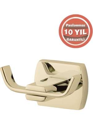 Çelik Banyo Paslanmaz Pirinç Milano 2’li Bornozluk Altın Sarı Gold