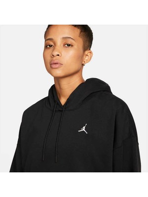 Nike Jordan Essentials Fleece Core Hoodie Kadın Siyah Kapüşonlu  Sweatshirt  DN4570-010