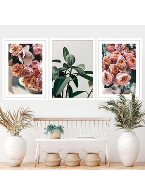 Pembe & Yeşil Üçlü Çerçeve ve Poster Seti - B1026