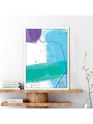 Mavi - Yeşil - Mor Geometrik Lekeler 2 Çerçeve ve Poster - C1263