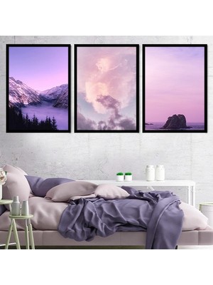 Mor Gökyüzü Üçlü Çerçeve ve Poster Seti - DO1006