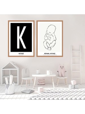 Bebek Çizim & Baş Harfi 5 Ikili Çerçeve ve Poster Seti - HA1019