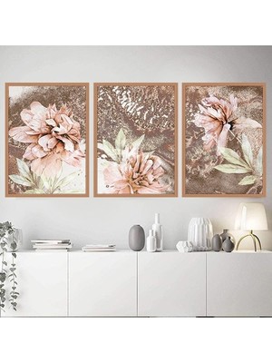 Yavru Ağzı Lotus Üçlü Çerçeve ve Poster Seti - B1046