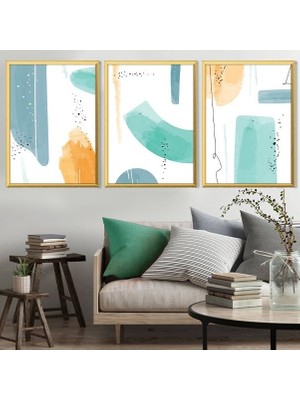 Çizgisel Lekeler 6 Üçlü Çerçeve ve Poster Seti - C1038