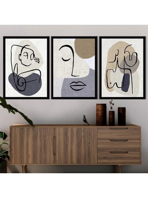 Yüzler 1 Üçlü Çerçeve ve Poster Seti - C1016