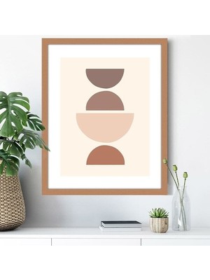 Bej Tonlarda Geometrik Desenler 2 Çerçeve ve Poster - C1092