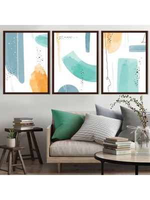Çizgisel Lekeler 6 Üçlü Çerçeve ve Poster Seti - C1038