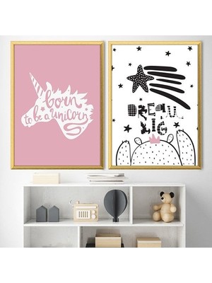 Unicorn ve Yıldızlar Ikili Çerçeve ve Poster Seti - HA1004