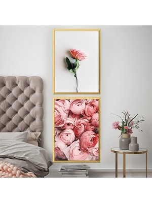 Pembe Güller Ikili Çerçeve ve Poster Seti- B1030