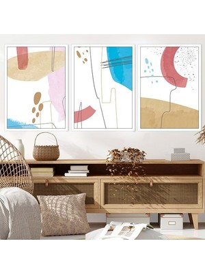 Çizgisel Lekeler 3 Üçlü Çerçeve ve Poster Seti - C1035